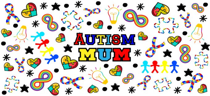 Autism Mum 16oz Double Sided UVDTF Wrap