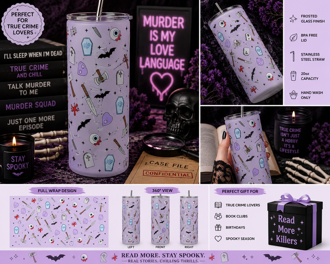 20oz Frosted Tumbler and Metal Straw